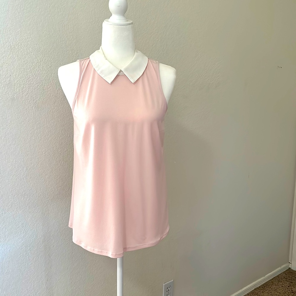 Pink blouse with white collar by CeCe. Size small